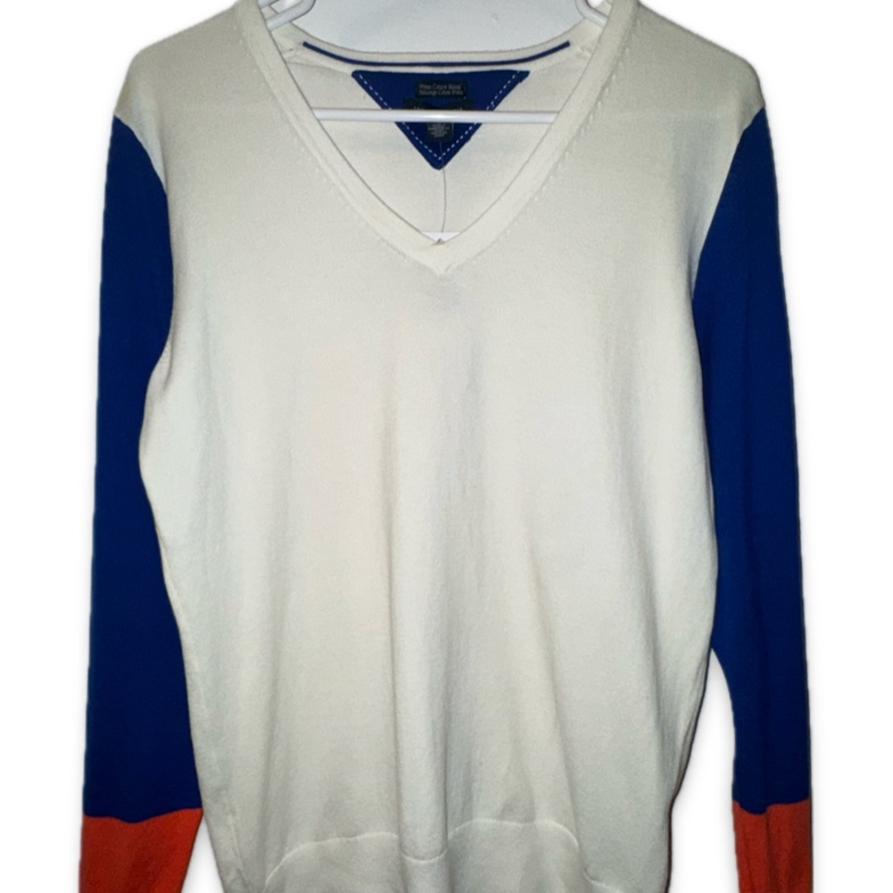 NWT TOMMY HILFIGER COLOR-BLOCK  V-NECK SWEATER SIZE MEDIUM